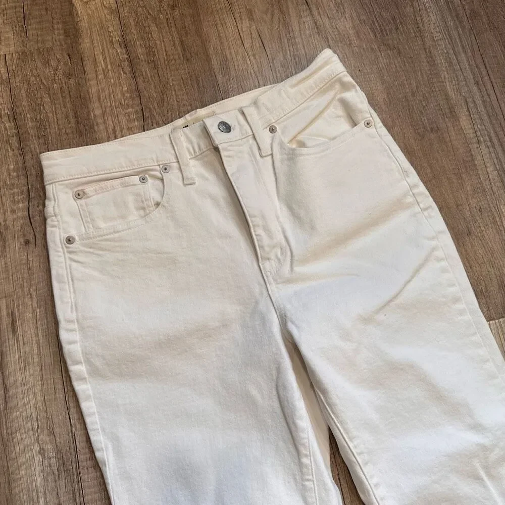 Madewell The High-Rise Slim Boyjean Boyfriend Jeans‎ in Tile White Size 27”